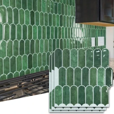 Afbeelding van Art3d 10 vellen Peel and Stick Keuken Backsplash Tegel, Vinyl Stok Op Muurtegel Sticker voor Badkamer Wasruimte Achterspatten, 30 x cm Groen