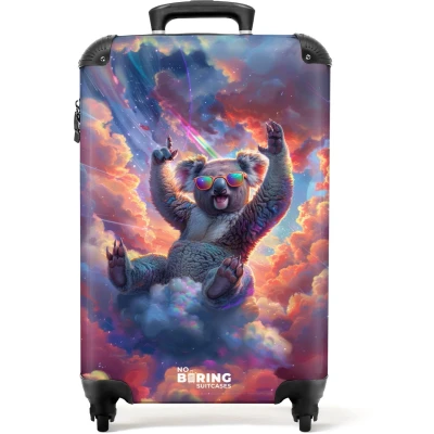 Afbeelding van NoBoringSuitcases.com® Kinderkoffer Kindertrolley koala Wolken Handbagage koffer lichtgewicht Reiskoffer trolley Rolkoffer met wieltjes Past binnen 55x40x20 en 55x35x28