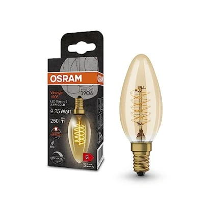 Afbeelding van Ledvance Vintage 1906 LED E14 Kaars Goud 3.4W 250lm 822 Zeer Warm Wit Dimbaar Vervangt 25W
