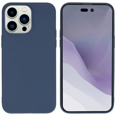 Afbeelding van Apple iPhone 14 Pro Max Hoesje Siliconen en TPU (zacht) iMoshion Softcase/Backcover Donkerblauw Telefoonhoesje