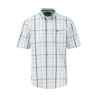 Afbeelding van FynchHatton Overhemd Geruit Regular Fit Wit dessin XL