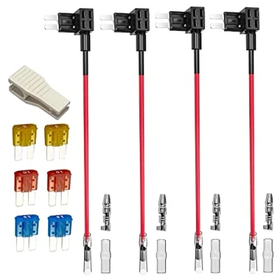Afbeelding van Gebildet 4pcs 12V 24V Add a Circuit Micro 2Zekering Tap,Piggy Back Blade Zekeringhouder met Kabelboom,6pcs 2 Zekering(5A 10A 15A) en Zekeringtrekker