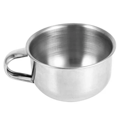 Afbeelding van Scheerkom, Scheerkwast Kom met handvat, Nieuwe Roestvrij Staal Metalen Scheerzeep Mok Bowl Cup Scheerapparaat Scheermes Reinigingsschuim Tool voor Man