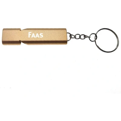 Afbeelding van Sleutelhanger Fluit Met Naam Faas Goud Veiligheid