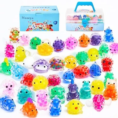 Afbeelding van Nuseya 42 stuks Mochi Squishy Fidget Speelgoed voor kinderen Stressverlichtende Mini Squishies met Schattige Dierontwerpen Kinderfeestgunsten, Klaslootprijzen, Verjaardagsgeschenken