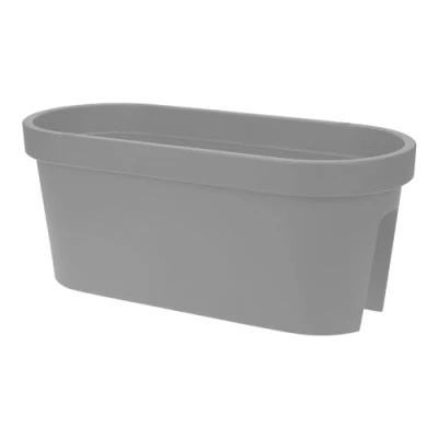 Afbeelding van Balkon leuning, bloembak, ovaal, 60 cm, grijs, kunststof, om op te hangen, tuin, bloempot, planten, bloemenschaal hangen