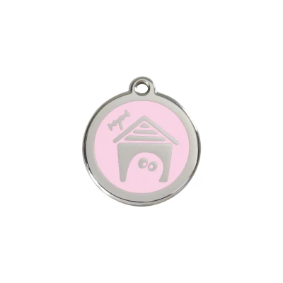 Afbeelding van Dog House Pink roestvrijstalen hondenpenning small/klein dia. 2 cm RedDingo