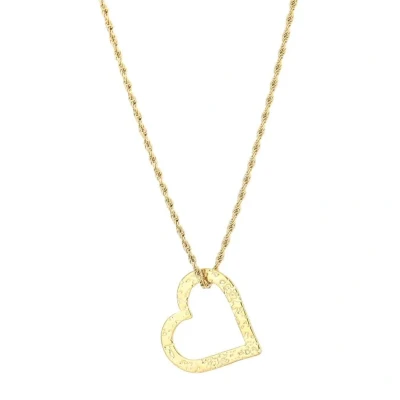 Afbeelding van Bijoutheek Collier Gedraaid Hart Gehamerd Goud