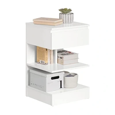 Afbeelding van SoBuy FBT49 W Bijzettafel Nachtkastje Veelzijdig Salontafel commode met 1 lade en 3 legplanken, wit, BHT ca.: 39x65x39cm