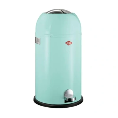 Afbeelding van Wesco Kickmaster Afvalbak in de kleur mintgroen gepoedercoat plaatstaal, ingebouwde demper, 33 liter volume, grote inworp