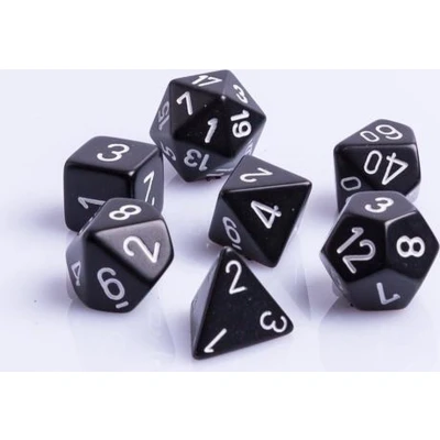 Afbeelding van Chessex dobbelstenen set, 7 polydice, Opaque Black w/white