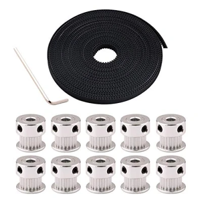 Afbeelding van FULARR® 5 m professionele 3D printer GT2 tandriem, 2 mm pitch 6 breedte riem, met 10 stuks 20 tanden aluminium tandriemschijf en alle wrench, voor CNC machine 【eenweg】