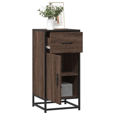 Afbeelding van Dressoir 35,5x35x76 cm bewerkt hout en metaal bruin eikenkleur