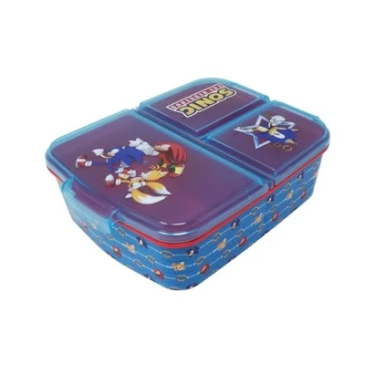 Afbeelding van Theonoi Kinderlunchbox, lunchbox, sandwichbox, lunchbox voor kinderen met vakken, broodtrommel onderverdeling kleuterschool, kinderbroodtrommel van kunststof, BPA vrij, Sonic
