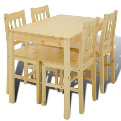 Afbeelding van vidaXL Eettafel met 4 stoelen hout naturel