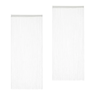 Afbeelding van Relaxdays draadgordijn, set van 2, tunnel voor roede, 245 cm lang, stof, koordgordijn, 90 x cm, wit