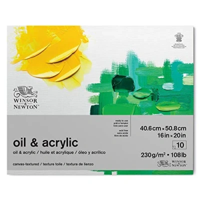 Afbeelding van Winsor &amp; Newton 6532010 olieverfpapier in blok 10 vellen 40,6 x 50,8 cm, 230 g/m², zuurvrij, zonder optische witmakers, bestand tegen veroudering voor olieverf, oliepastels en andere zware verf, wit