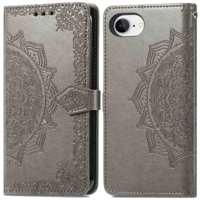 Afbeelding van iPhone SE 4 Hoesje Kunstleder imoshion Bookcase Grijs Telefoonhoesje