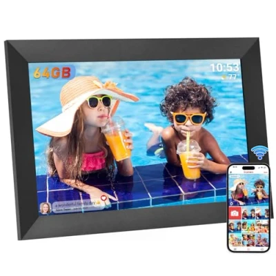 Afbeelding van Hesmor Frameo digitale fotolijst van 64 GB, WiFi 10,1 inch, 1280 x 800 IPS LCD touchscreen, automatisch roteren en audio, snel eenvoudig foto&#039;s of video&#039;s delen via de app, elektronische