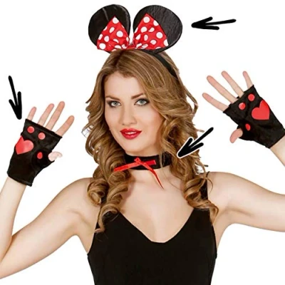 Afbeelding van Fiestas Guirca Set Minnie Mouse: handschoenen diadeem collar