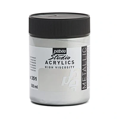 Afbeelding van Pébéo Acryl Fine Studio Acrylics acrylverf zilver glanzend 500 ml 172351