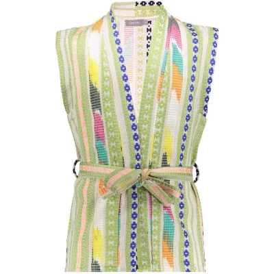 Afbeelding van Geisha zomer gilet meisjes fancy woven groen / lime