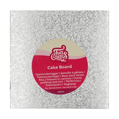 Afbeelding van FunCakes Cake Board Vierkant Zilver 17,5x17,5 cm Taartonderlegger Taartkarton