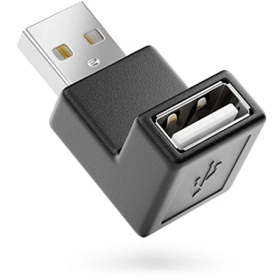 Afbeelding van deleyCON USB 2.0 Hoekadapter 90 A Stekker naar Bus Compatibel met alle Kabels Optimale Kabelgeleiding
