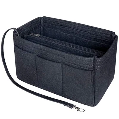 Afbeelding van Soyizom Vilten handtasorganizer, bag in organizer handtas voering, draagtas past de Speedy 25 40 en Neverfull (6 kleuren, 3 maten), Zwart, Large:30(L)x 15(W) x 16(H)CM