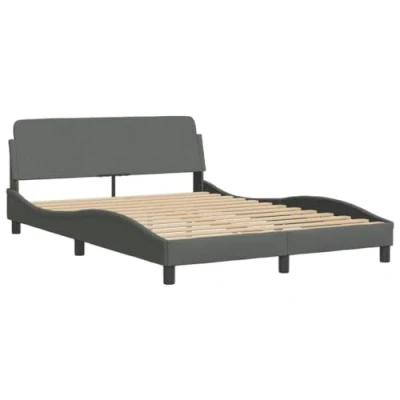 Afbeelding van Bedframe met hoofdbord stof donkergrijs 120x200 cm