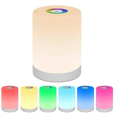Afbeelding van Nachtlampje, nachtlamp, ledlampje voor kinderen, RGB verandering van kleur en helderheid, instelbaar, touch bediening, USB oplaadbaar, campinglamp, zacht licht om de ogen te beschermen (warmwit)