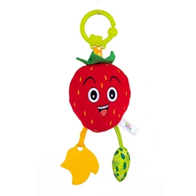 Afbeelding van Balibazoo Pluche Hanger Aardbei DD80235 vrolijk ringen wanneer geschud