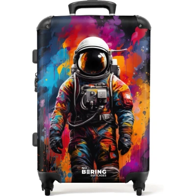 Afbeelding van NoBoringSuitcases.com® Koffer groot Rolkoffer lichtgewicht Astronaut omringd door graffiti Reiskoffer met 4 wielen Grote trolley XL 20 kg bagage
