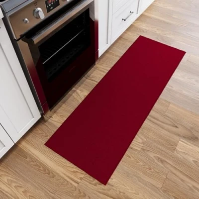 Afbeelding van Ottomanson Ottohome Collection anti slip rubberen achterkant solide design loper tapijt, 67cm x 183cm, rood