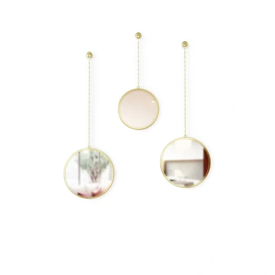 Afbeelding van Umbra Wandspiegel Dima Rond Set Van 3 Messing Mat 24x24x8cm