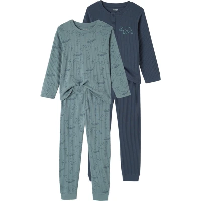 Afbeelding van Vertbaudet Set van 2 &quot;beren&quot; pyjama&#039;s in ribtricot