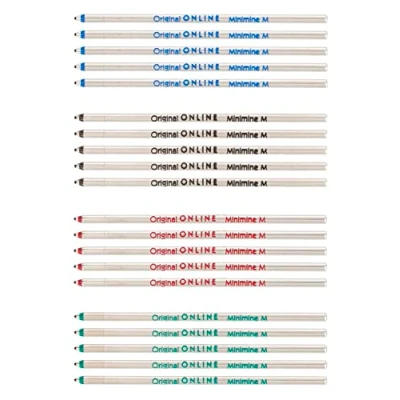 Afbeelding van 6 x compatibel Parker, Pelikan, balpenvullingen G2 formaat lijndikte M (middel) van Online, internationale standaard grote vullingen, onuitwisbaar, kleur elk 2 rood, blauw, zwart