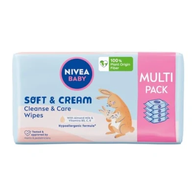 Afbeelding van NIVEA BABY Doekjes Biologisch afbreekbaar Zacht &amp; Cream Economische Verpakking, 4x 57 stuks