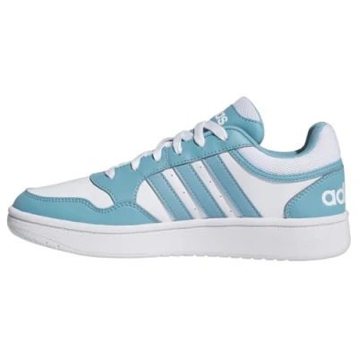 Afbeelding van adidas Hoops 3.0 Lage voetbalschoenen voor dames, Ftwr Wit Preloved Blauw Clear Mint, 35.5 EU