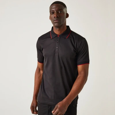 Afbeelding van Regatta Navigate Short Sleeve Polo RG264 BLACK/CLASSIC RED XXL