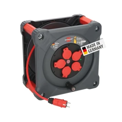 Afbeelding van Brennenstuhl Professional KA 3210 5 IP44 bouwplaatskabelhaspel (33m H07BQ F 3G2,5 kabel in rood, contactdozen, bouwplaatsgebruik en permanent buitengebruik, Made Germany)