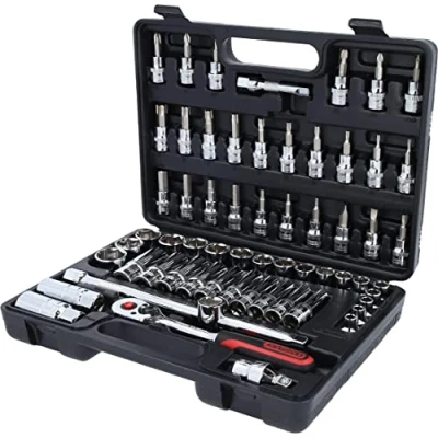 Afbeelding van KS Tools, Dopsleutel + dopmoer, 3/8&quot; CHROMEplus doppenset, 61 delen, Flankentrekkerij