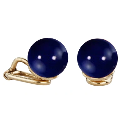 Afbeelding van Traveller Clip Oorbellen Oorclips Dames Goudkleurig Parels 10 mm Donker Blauw Verguld 112307