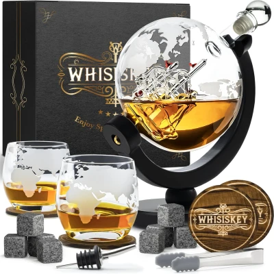 Afbeelding van Whisiskey Whiskey karaf Wereldbol Luxe Whisky Set 0,9 L Decanteer