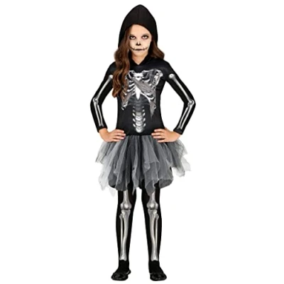 Afbeelding van Guirca Spook &amp; Skelet Kostuum Dansen In Den Eeuwigheid Mager Meisje Zwart, Grijs 5 6 jaar Halloween Verkleedkleding