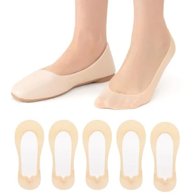 Afbeelding van MANZI Onzichtbare No Show Sokken Vrouwen Ultra Low Cut Footsies Liner 5 Pack, Naakt, Medium