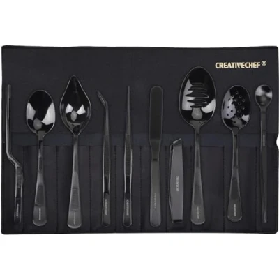 Afbeelding van CREATIVECHEF Set van 10 keukentangen chef kok plating gereedschap culinaire kit, precisietang speciale kit voor het decoreren voedsel, stevigheid roestvrij staal, professioneel