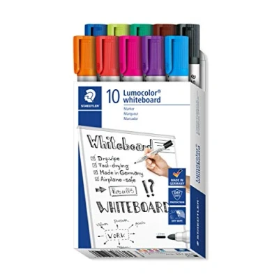 Afbeelding van Viltstift Staedtler Lumocolor 351 whiteboard set à 10 stuks assorti
