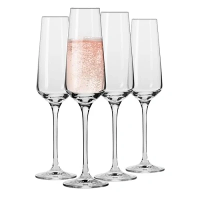 Afbeelding van Krosno Crystal Champagne Fluit Glass Set van 4 180 ml Avant Garde Collectie Perfect voor thuis, Restaurants en Feesten Vaatwasmachinebestendig