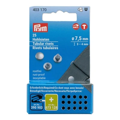 Afbeelding van Prym 403170 Holle nieten MS3 4mm zilverkleurig 25 stuks